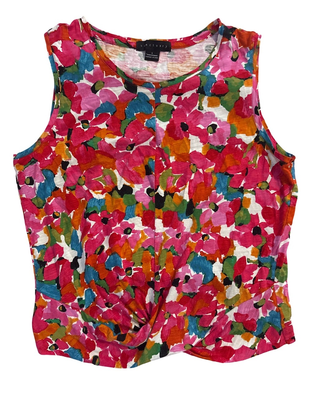 Sanctuary Pink Multi Floral Twist-Front Tank